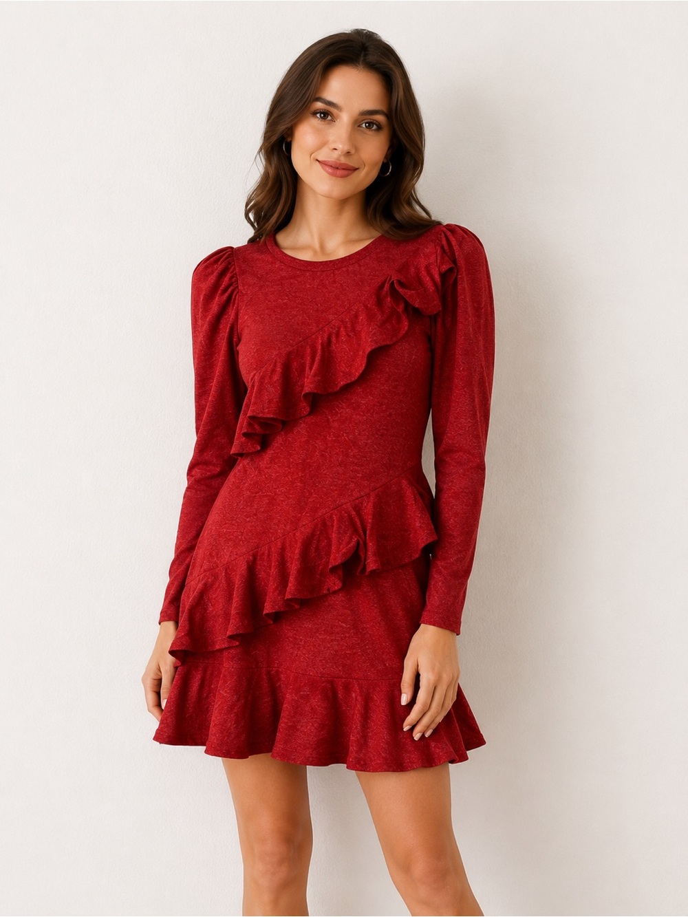 Bonnie Jean Red Ruffle Long Sleeve Dress Size 14
